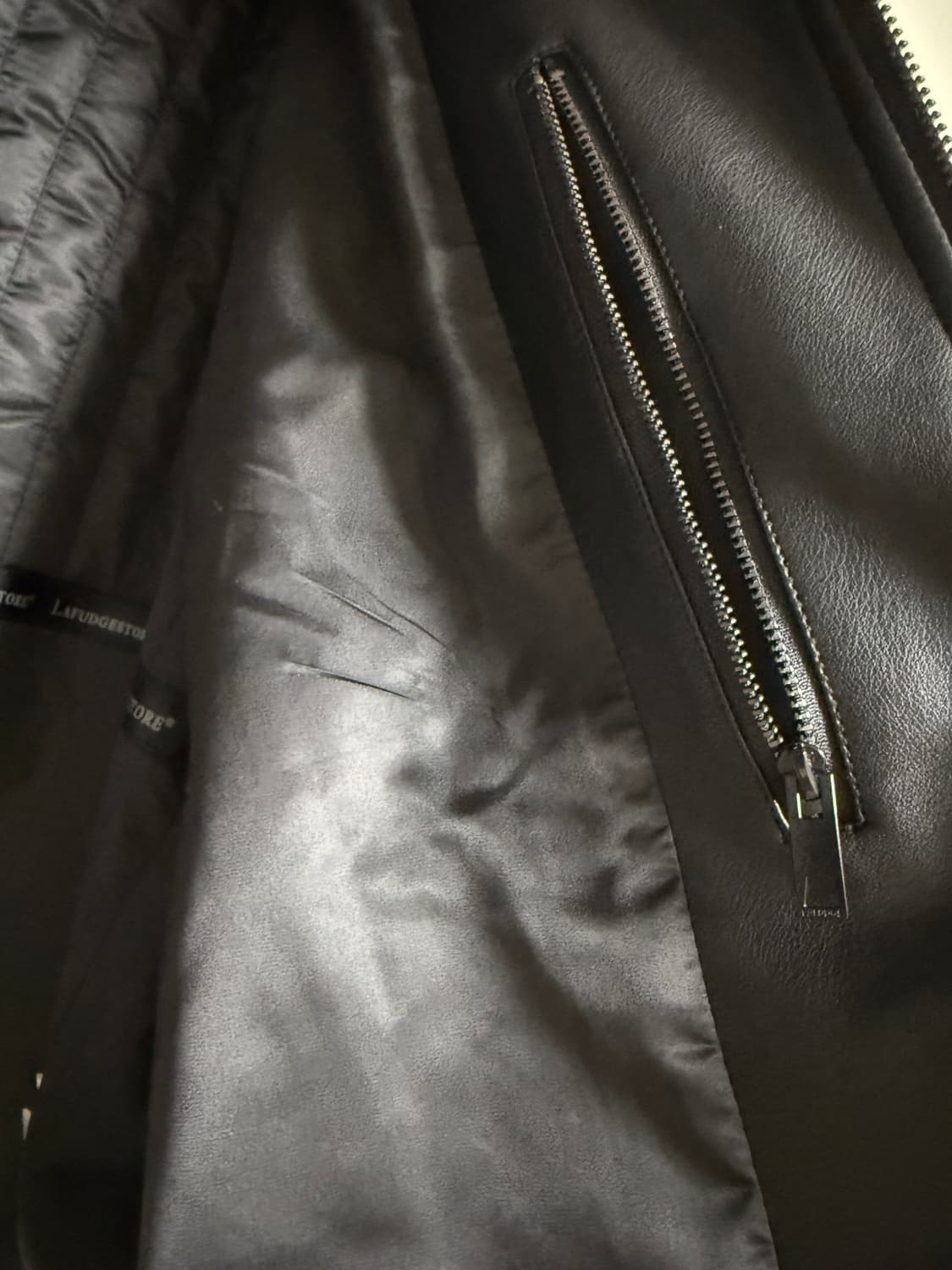 라퍼지스토어 버핑 레더 오버핏 블루종 자켓 블랙 상품이미지5