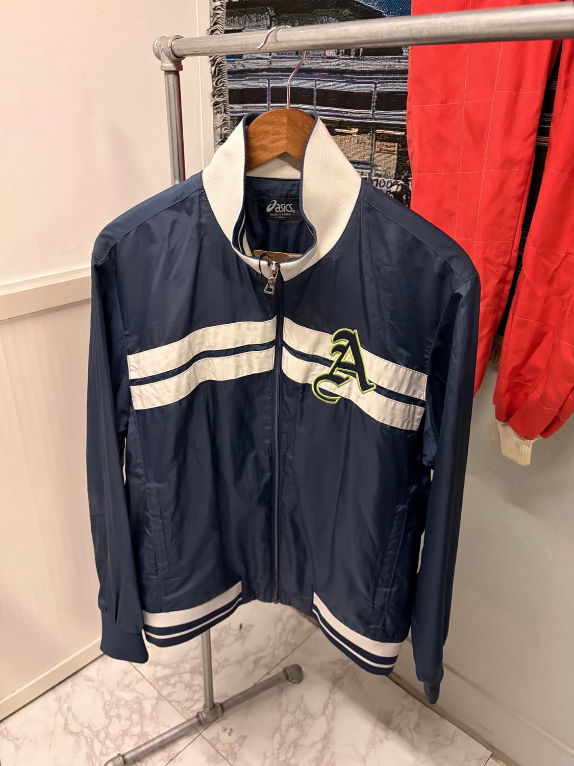 (정품/100) 아식스 트레이닝 네이비 바람막이 a1 상품이미지2