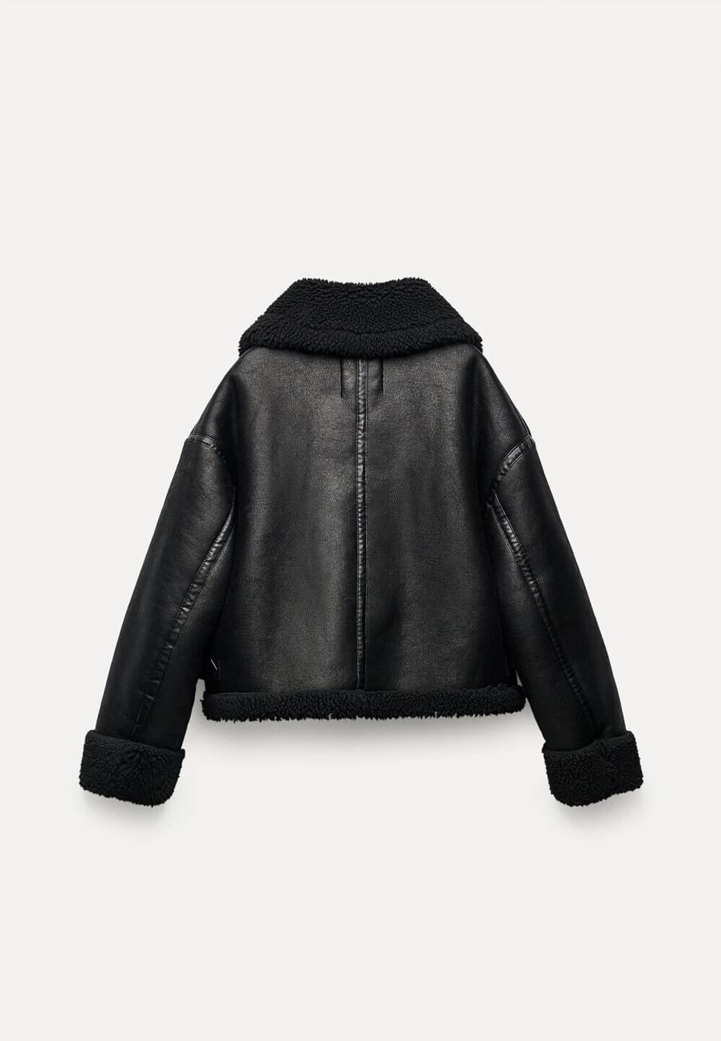 자라 ZARA 더블 페이스드 바이커 무스탕 점퍼 보헴서 맛 블랙 상품이미지6