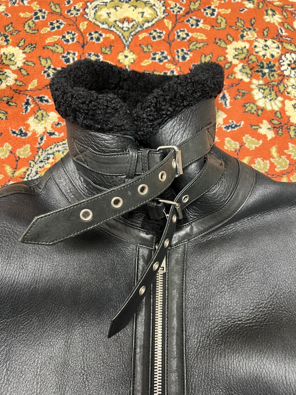 [110] 오버사이즈 리얼레더 B-3 무스탕 블랙 상품이미지3