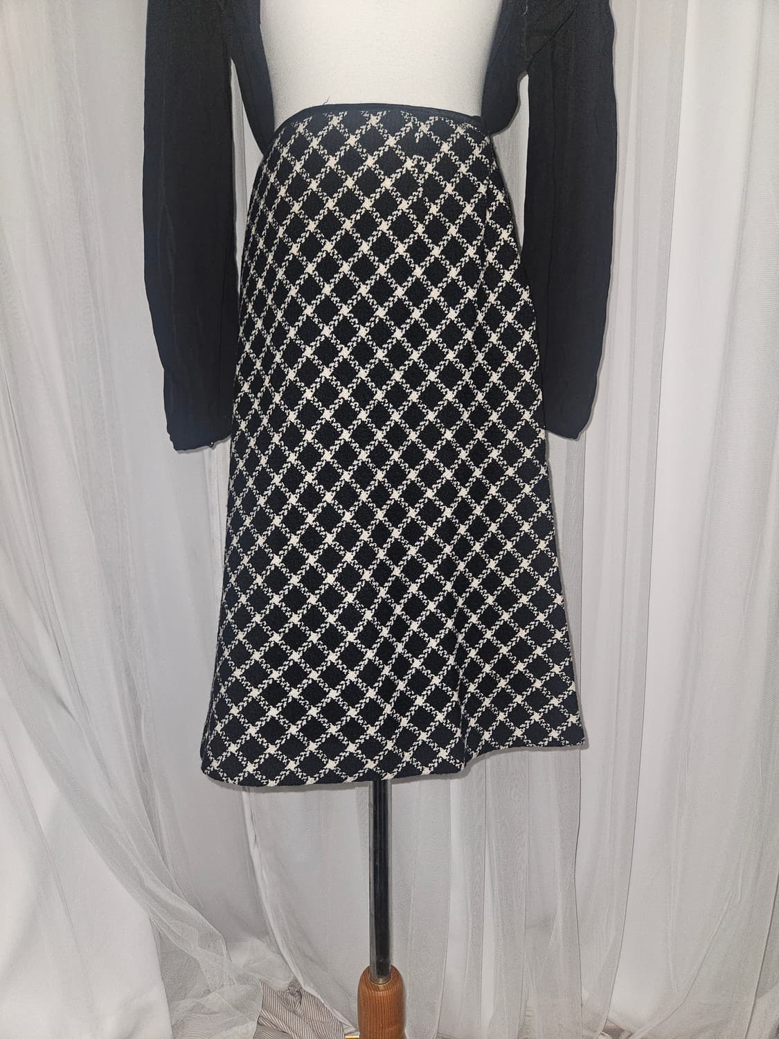 brigitte 빈티지 화이트 앤 블랙 모직 스커트 상품이미지2