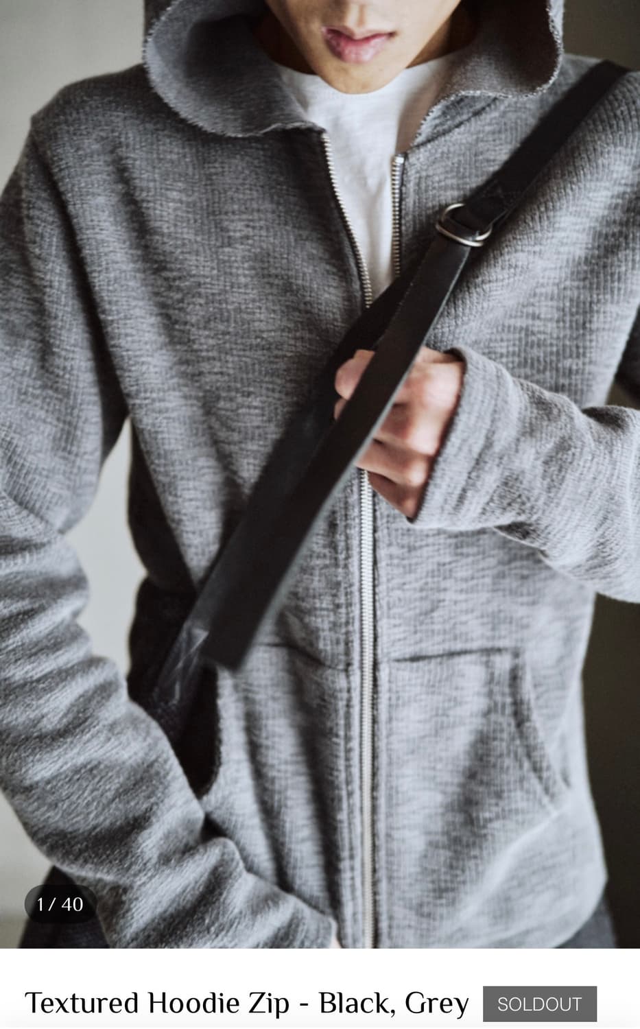 모노프리베 텍스처 후디 집 그레이 상품이미지1