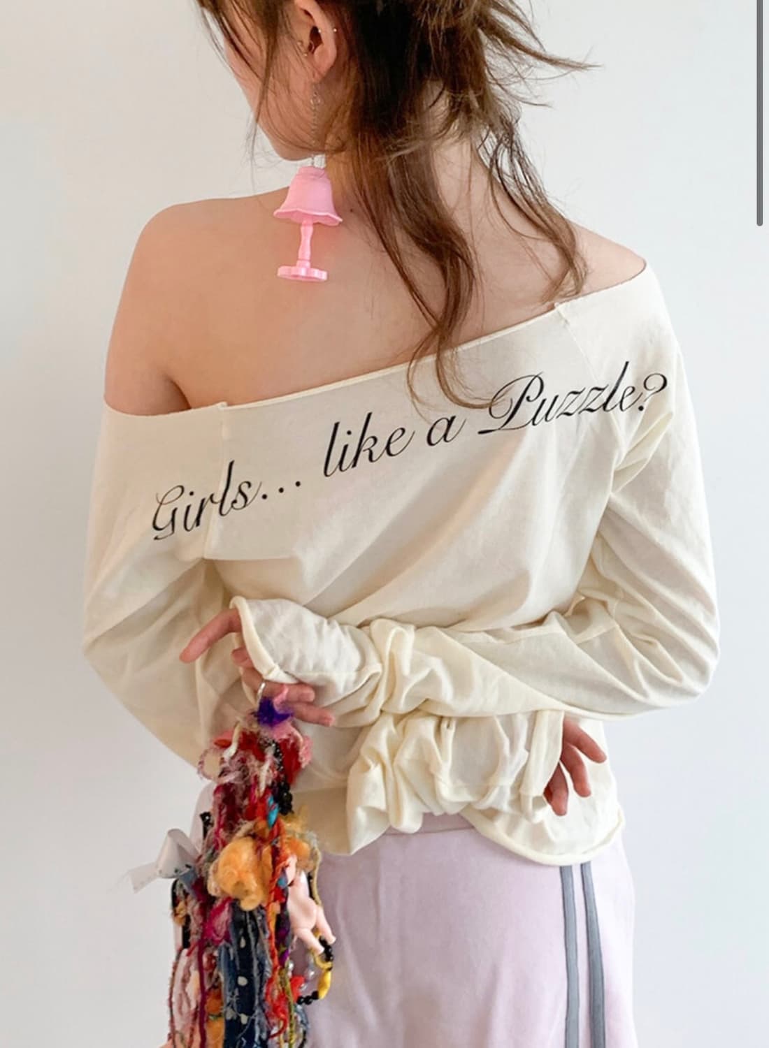 샵페어리 cross heart cut off t-shirt (cream) 상품이미지3