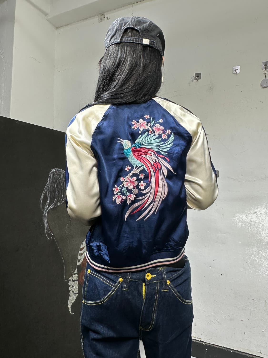 Jpn 일본빈티지 오리엔탈 네이비 꽃 스카잔 자켓 상품이미지6