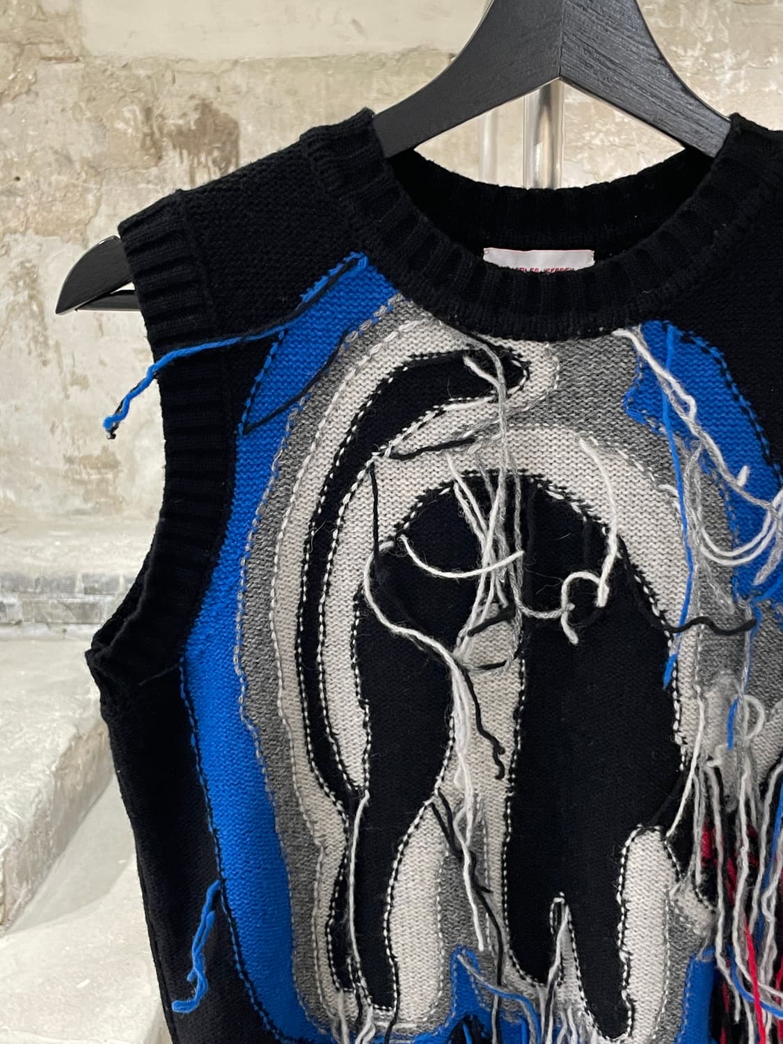 찰리 제프리 러버보이 21F/W 블랙 테슬 니트 베스트 상품이미지2