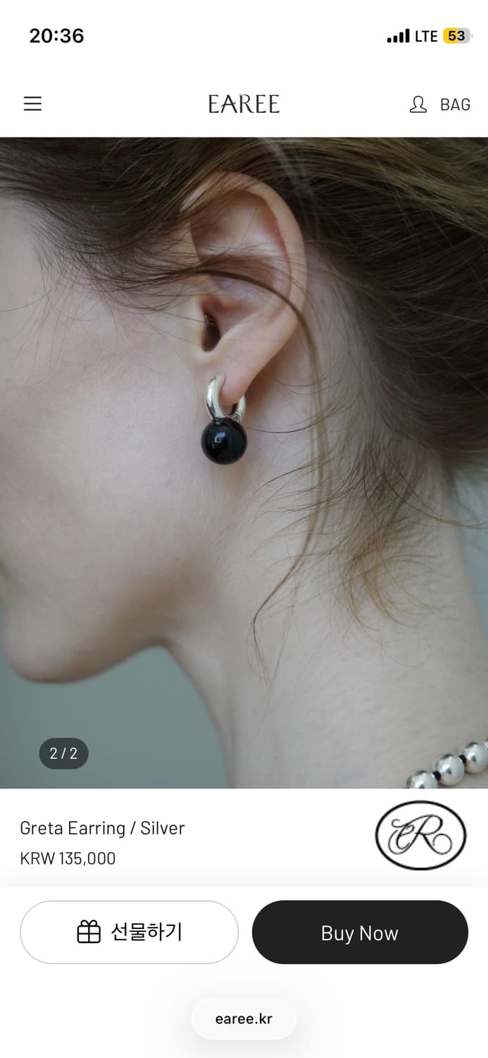 이어리 그레타 실버 이어링 오닉스 상품이미지2