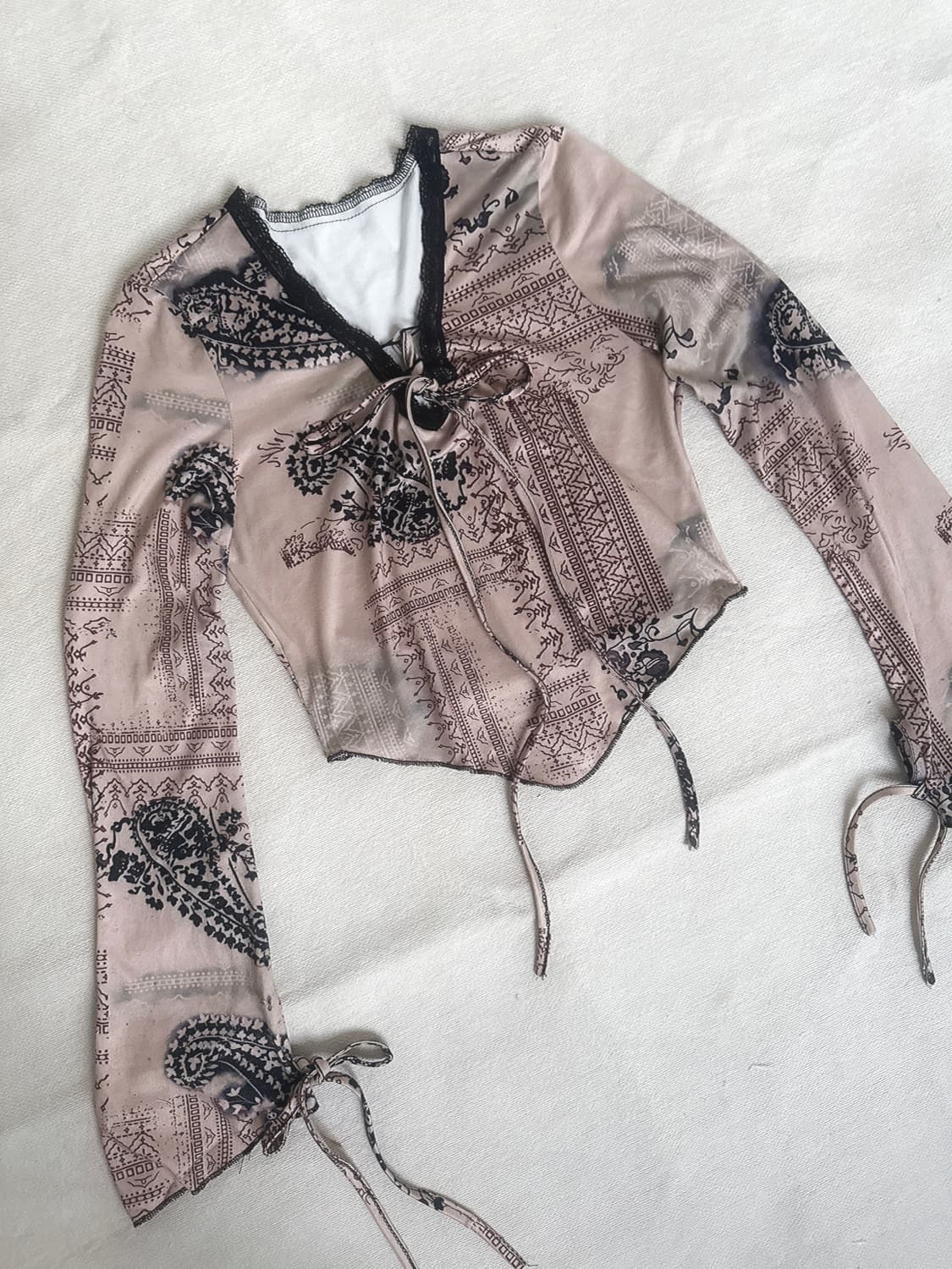 보헤미안 페이즐리 스트랩 블라우스 상품이미지3