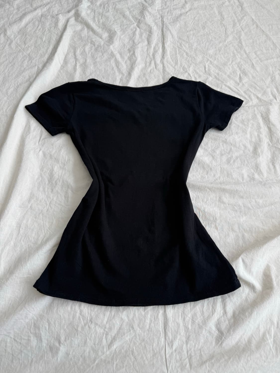 블랙 y2k 00’s 딱붙 프린팅 반팔 상품이미지4