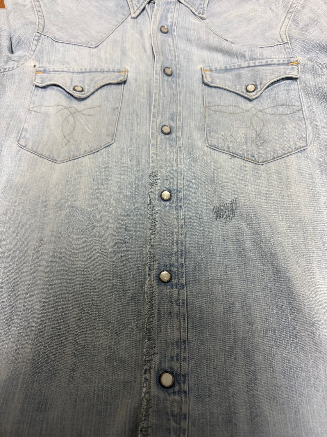 더블알엘 / 디스트레스드 웨스턴 데님 셔츠 made in Usa / S 상품이미지9