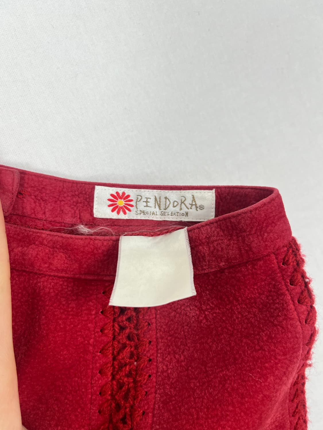 Vintage 스웨이드 레드컬러 미디 스커트  상품이미지6