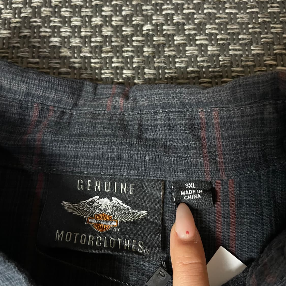 할리데이비슨 다크그레이 레드 체크 패턴 반팔 셔츠 3XL 상품이미지4