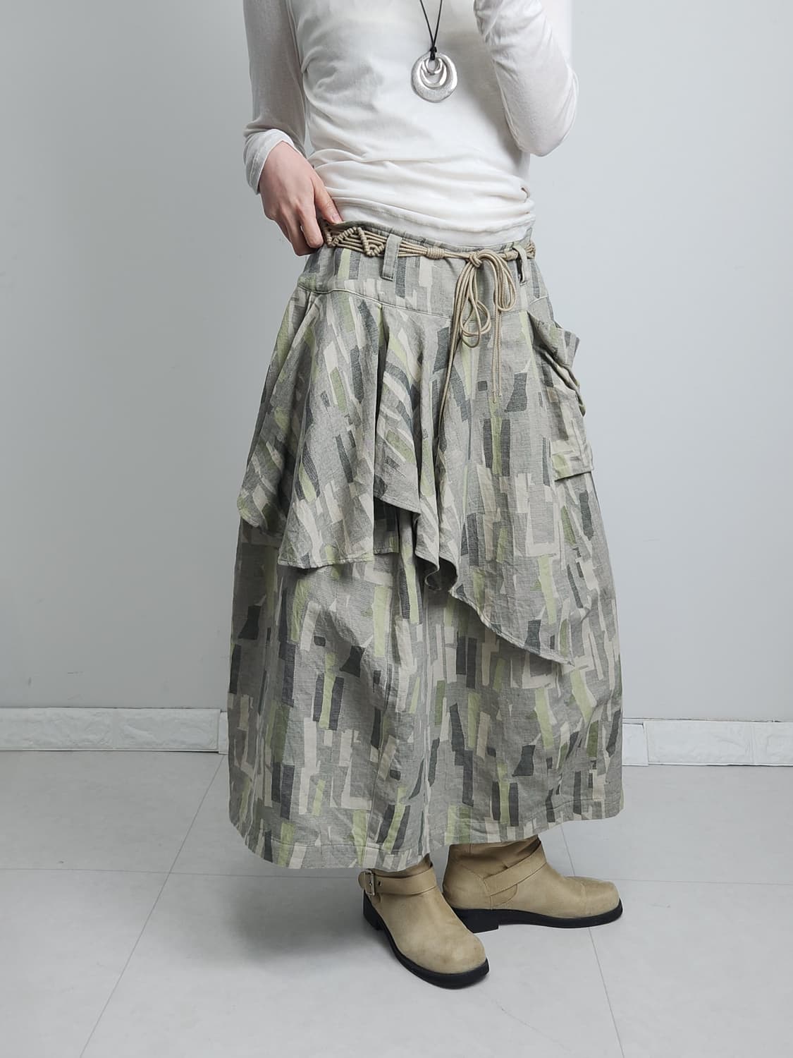 프릴 패턴 롱스커트 상품이미지5