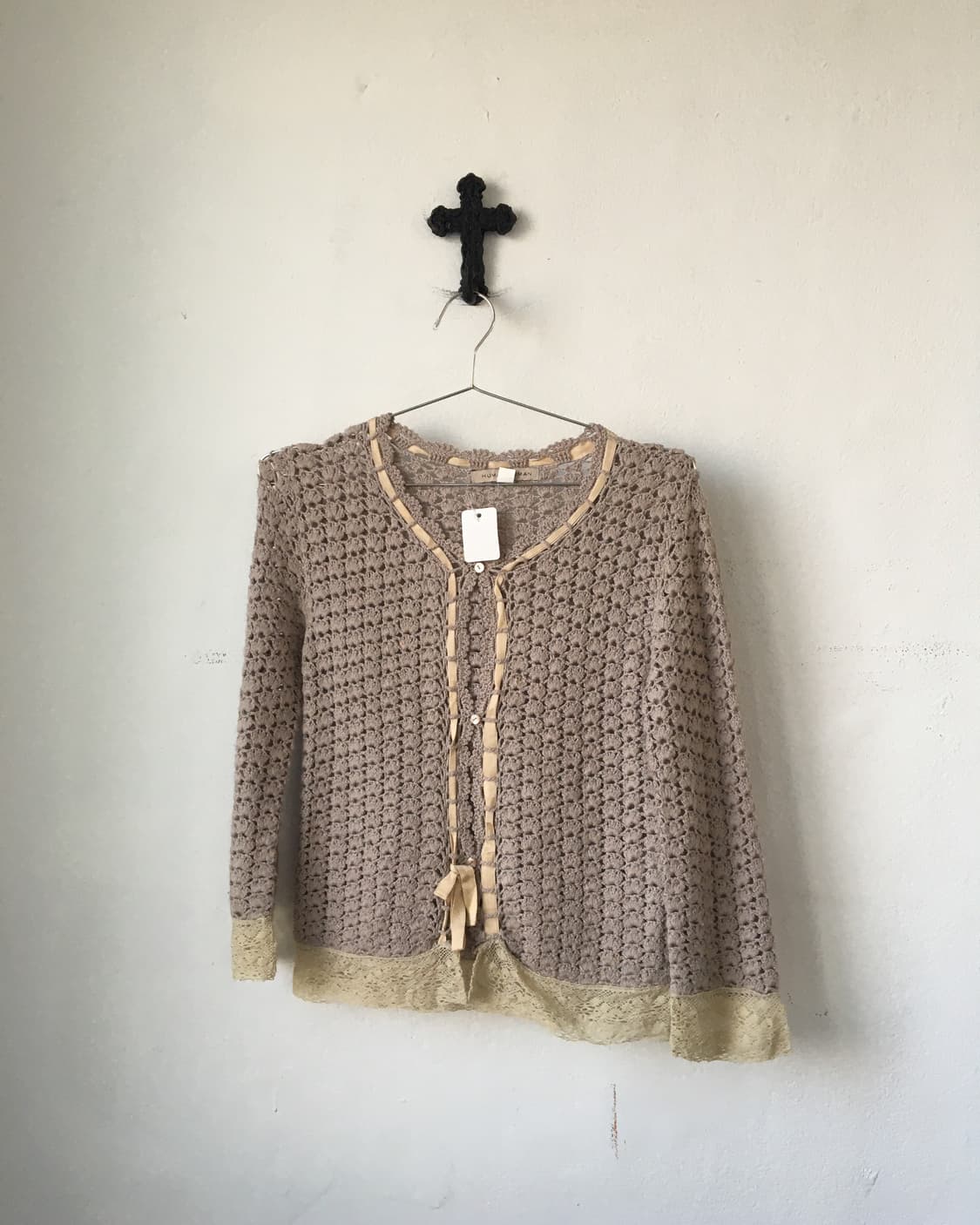 Lace ribbon trimming crochet cardigan 상품이미지2