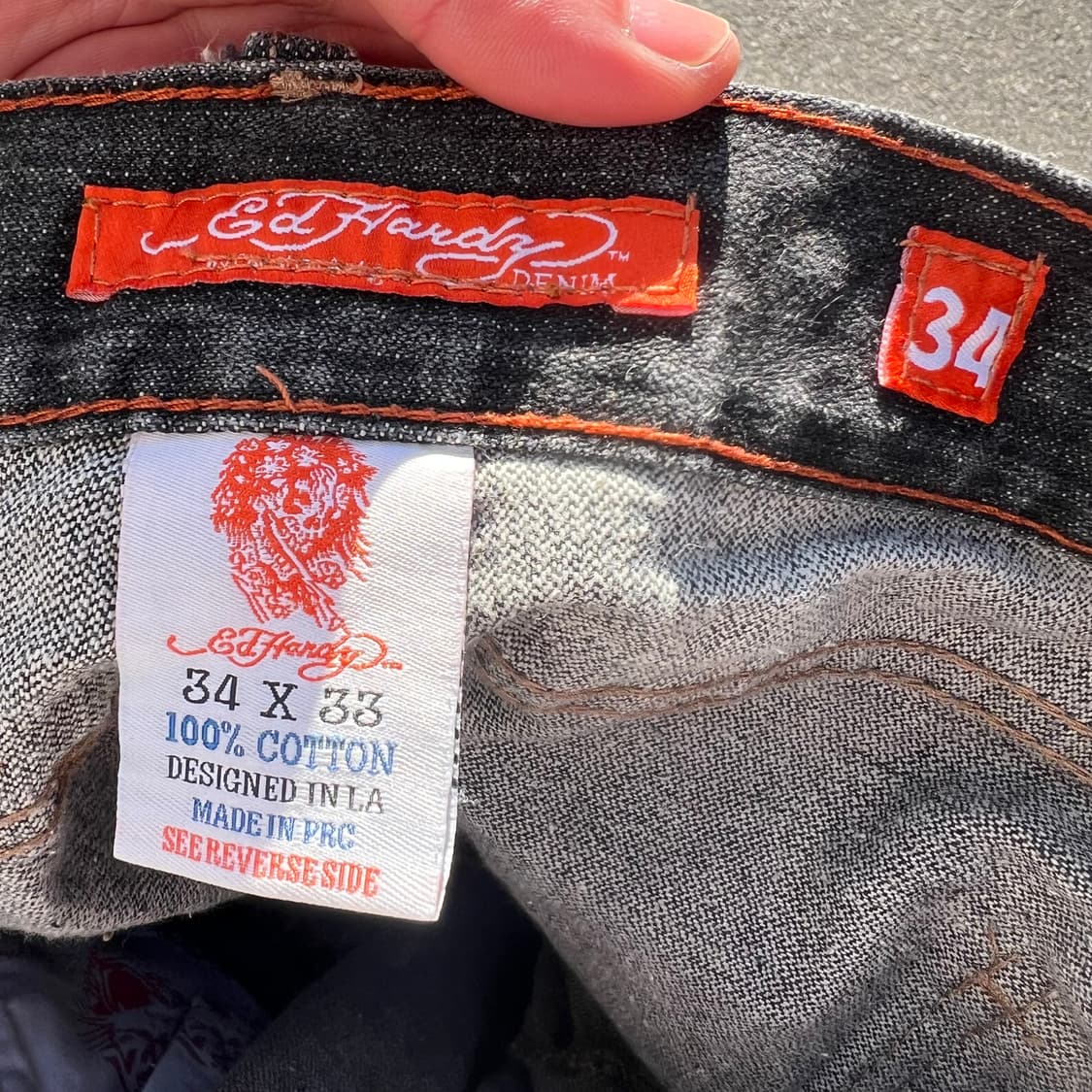 에드하디 자수 흑청 루즈핏 진 상품이미지7