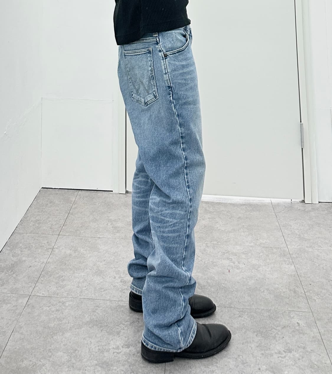 Wrangler brown leather tap denim washing 상품이미지5