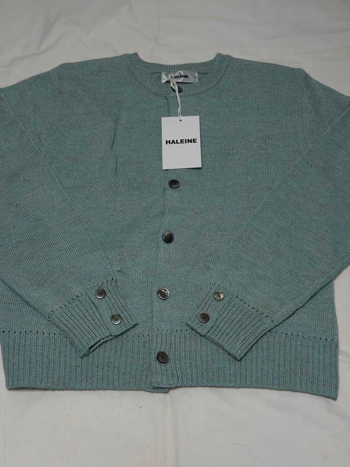 알렌느 / 멜란지 라운드넥 가디건 (민트) / 3 상품이미지3