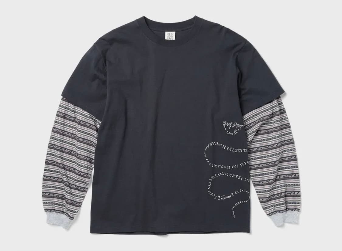 예스아이씨 Jacquard Stripe Layerd 롱슬리브 차콜 상품이미지1