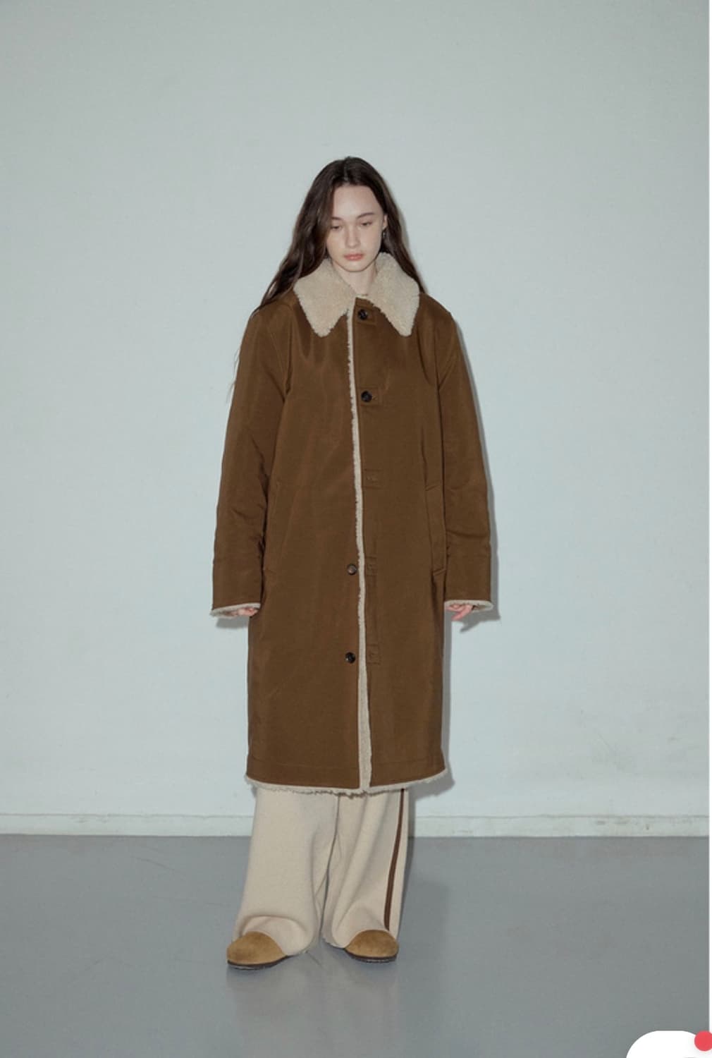 citta 시타 울블렌드 셔링 믹스 롱코트 브라운 상품이미지4