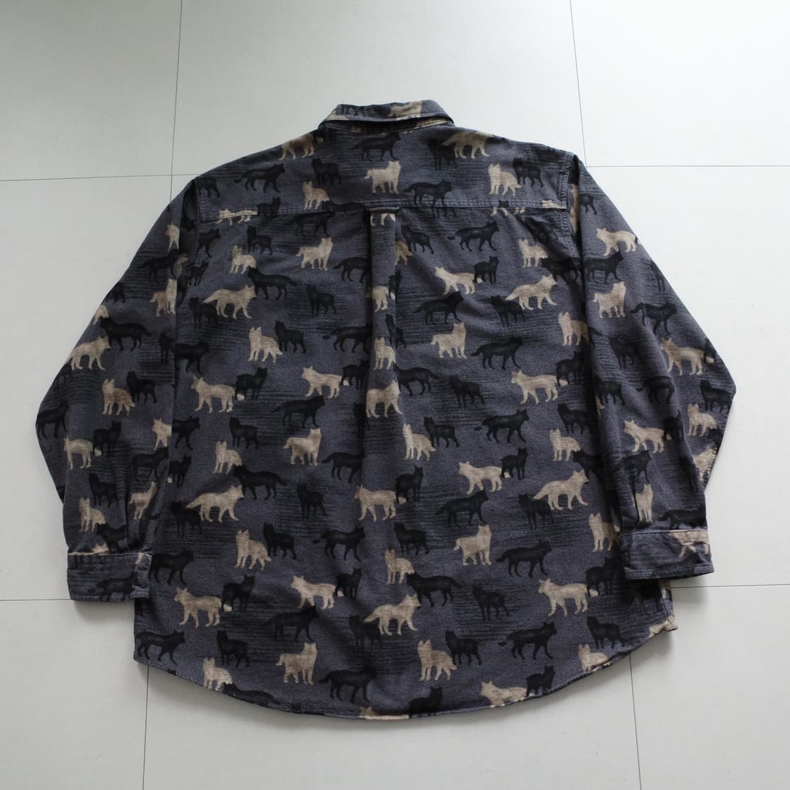 90s 울리치 빈티지 늑대 패턴  해비 플라넬 셔츠 XL 상품이미지7