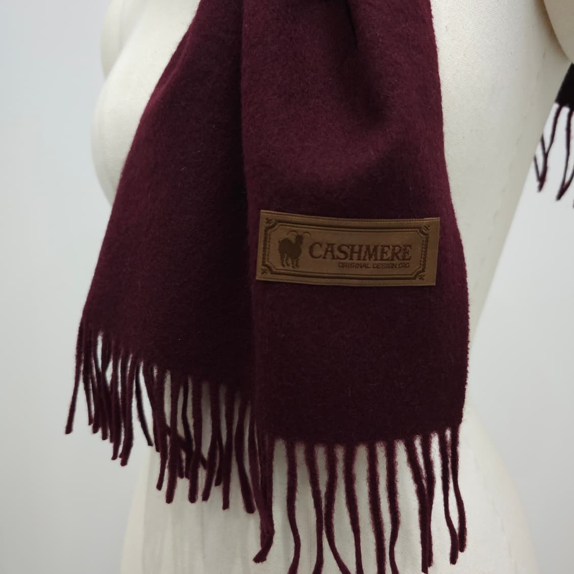 캐시미어 100% 버건디 머플러 남녀공용 상품이미지5