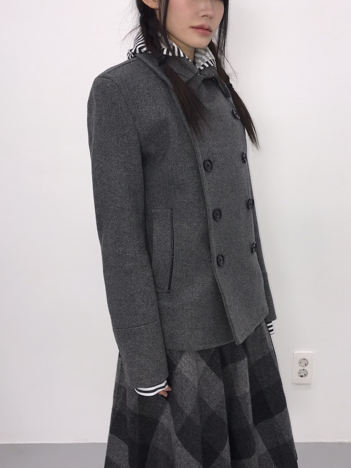 Jpn Gray Wool-Nylon Blend Peacoat 상품이미지3