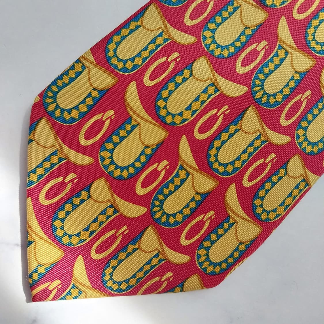 구찌 레드 승마 모티브 패턴 넥타이 9.2cm A+~A등급 K2469 상품이미지6