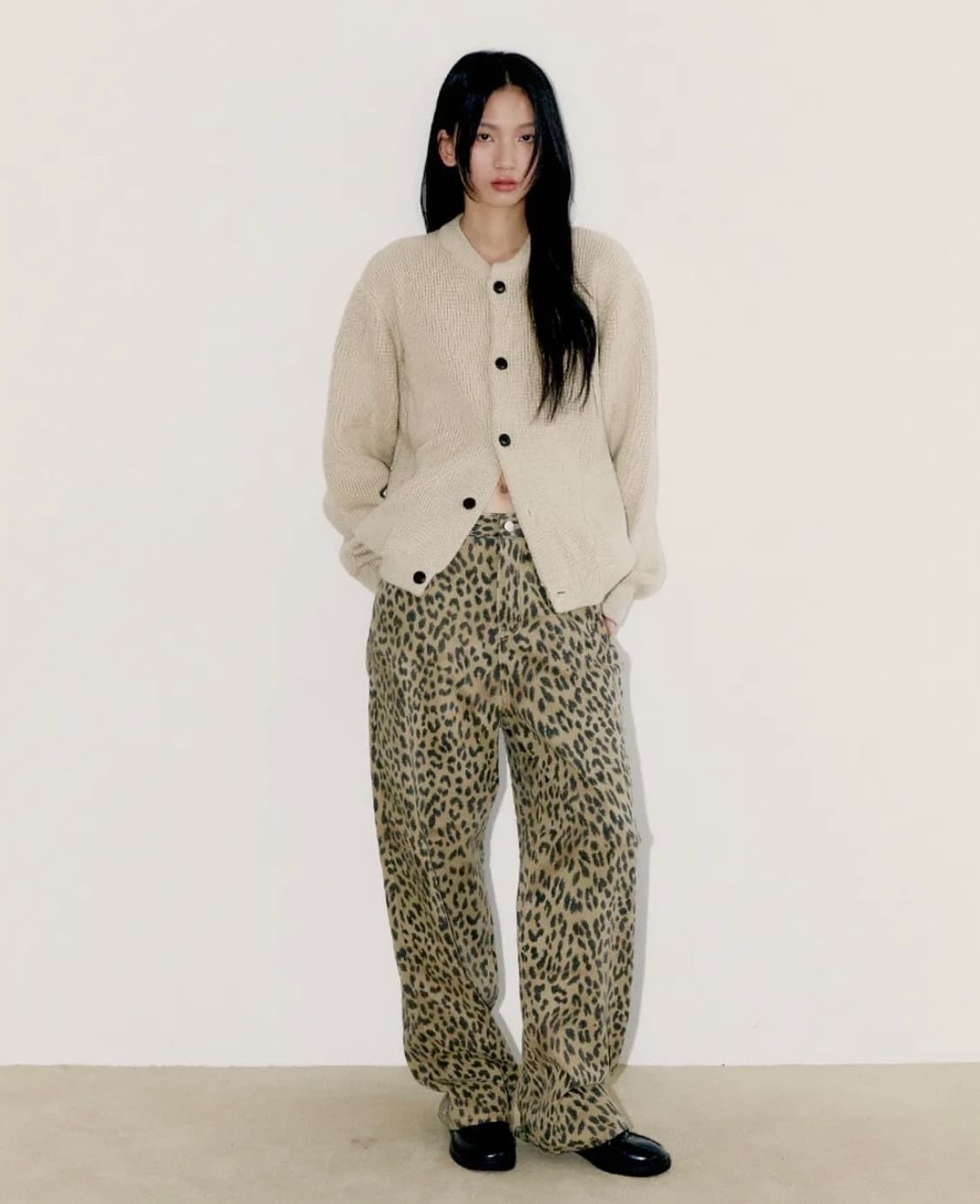 오피쉬 레오파드 와이드 팬츠 브라운 상품이미지1