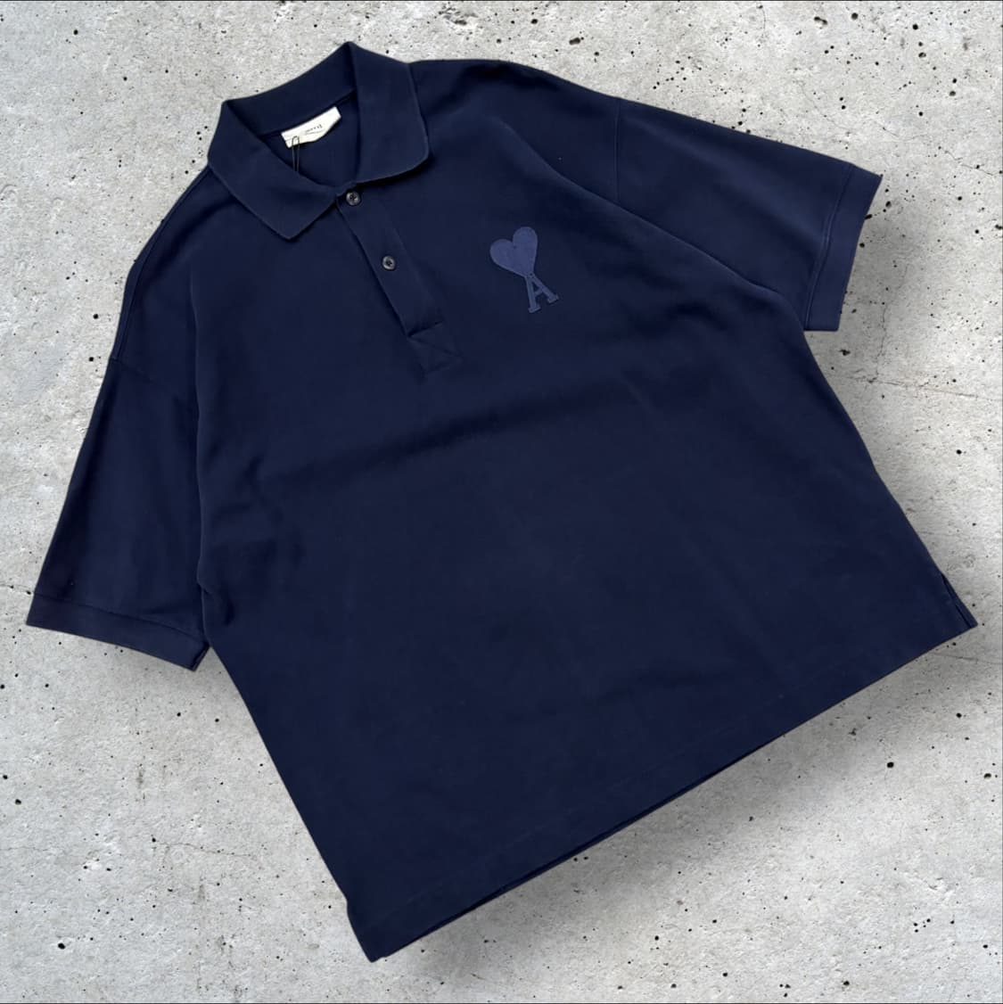[L] AMI 아미 하트 로고 네이비 반팔 폴로티 C298 상품이미지1