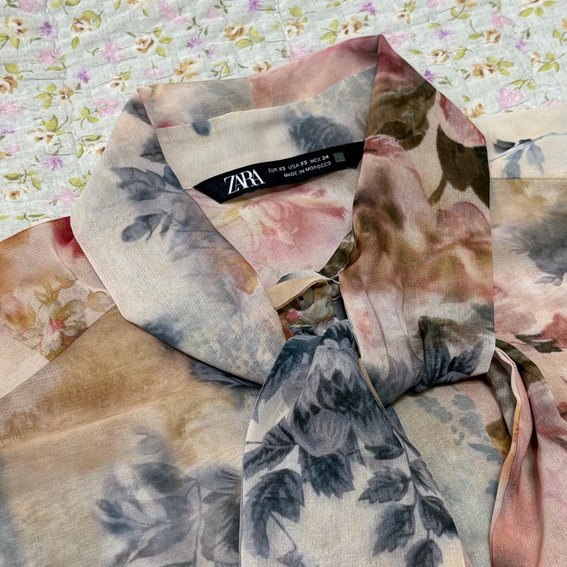 zara 자라 플로랄 프린트 리본 셔츠 (새상품) 상품이미지2