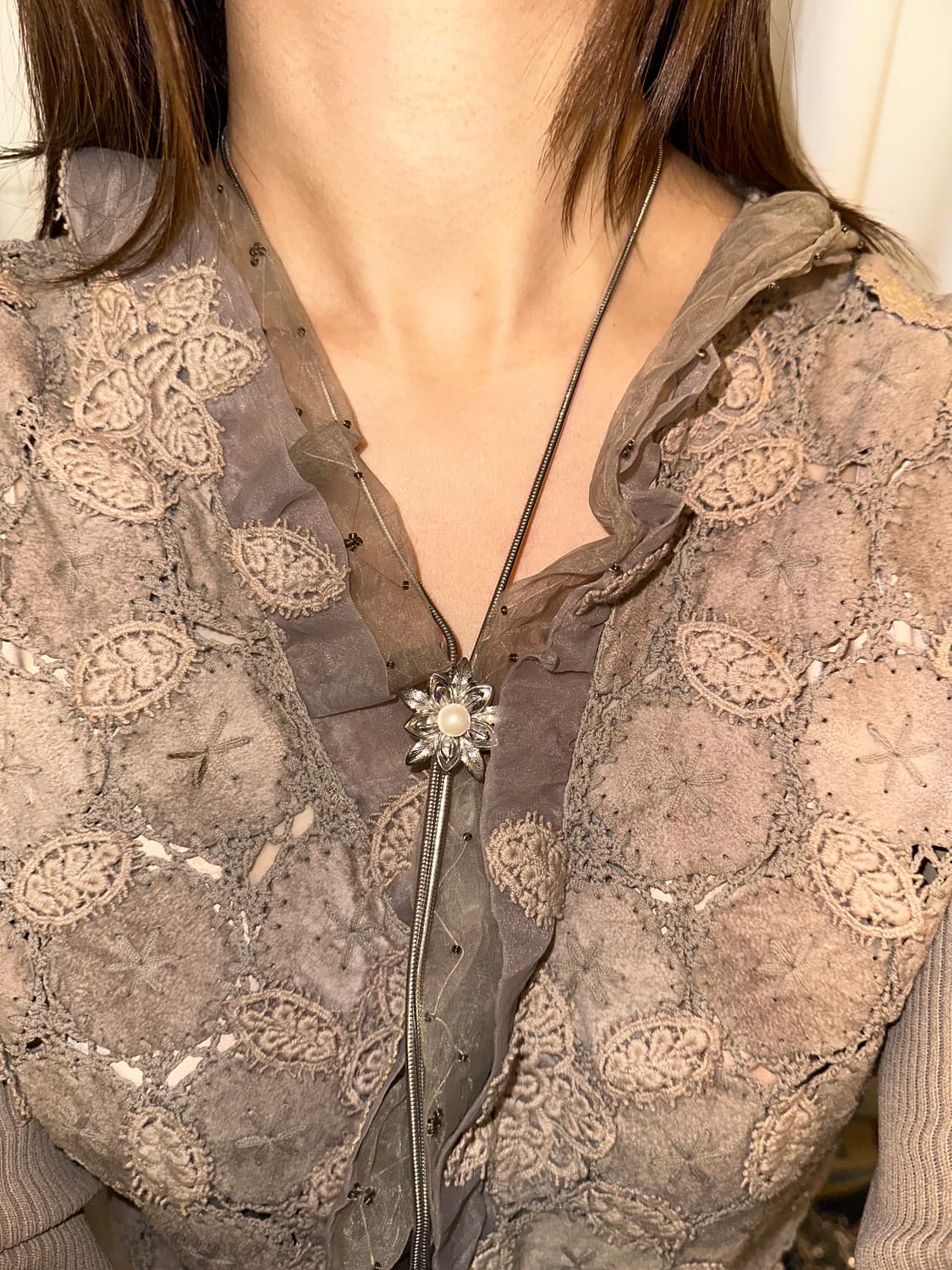 Vintage pearl bolo tie🫧 상품이미지5