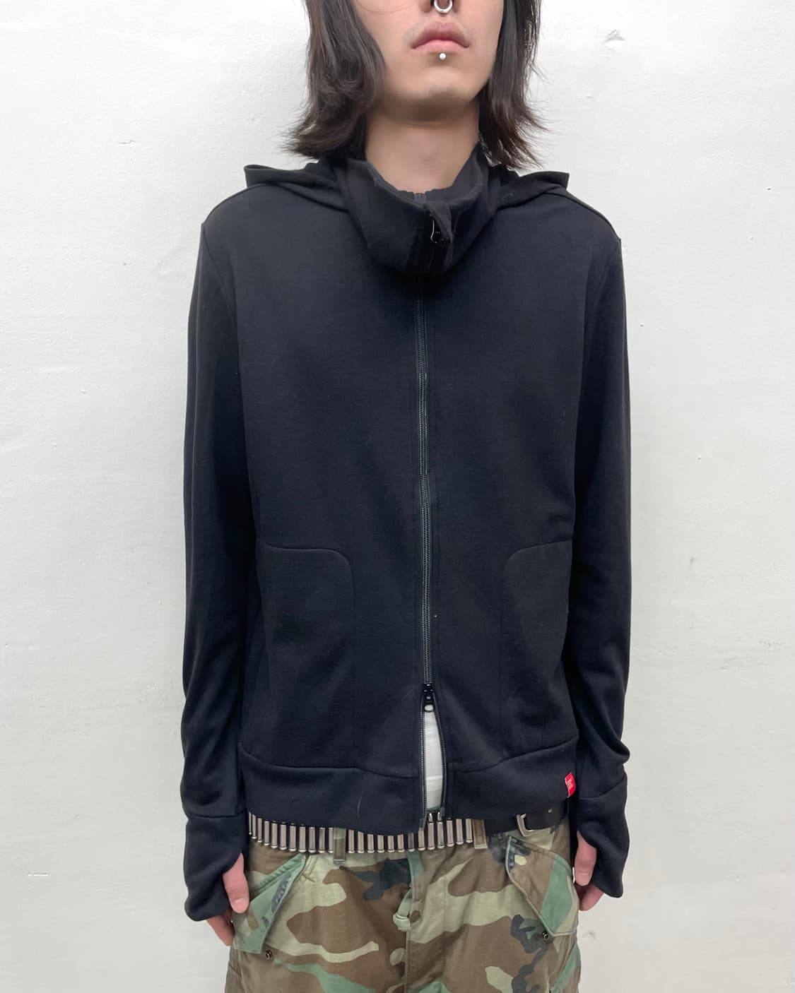 Long Zipper Activity Black Hooded Zip-Up 상품이미지3
