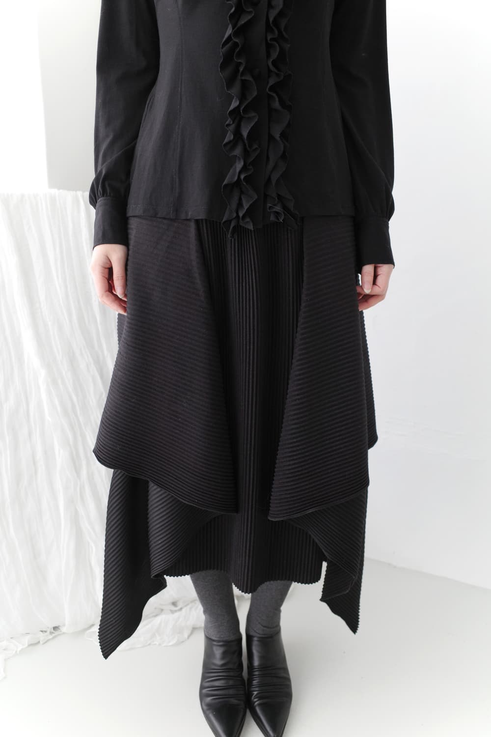 hiroko koshino) unbalanced stripe skirt 상품이미지5