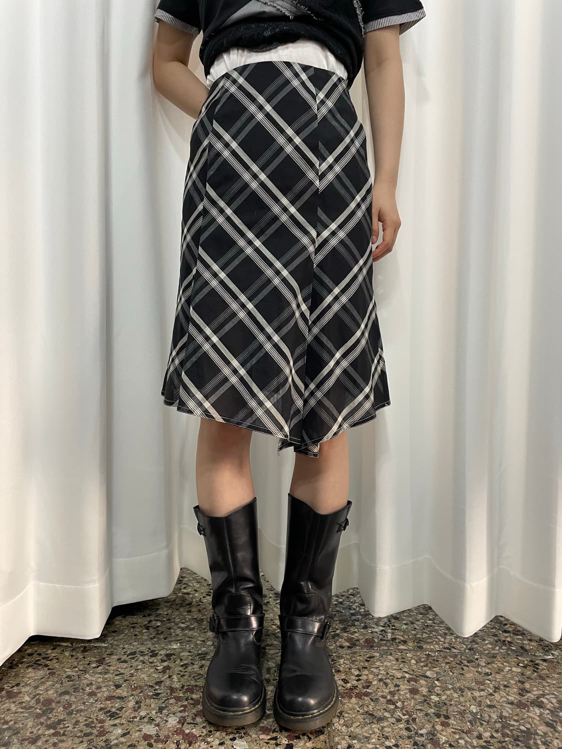 comme ca du mode check midi skirt 상품이미지2