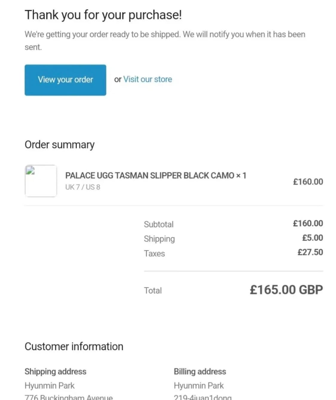 팔라스 x 어그 타스만 블랙카모 260 (US8) 상품이미지10