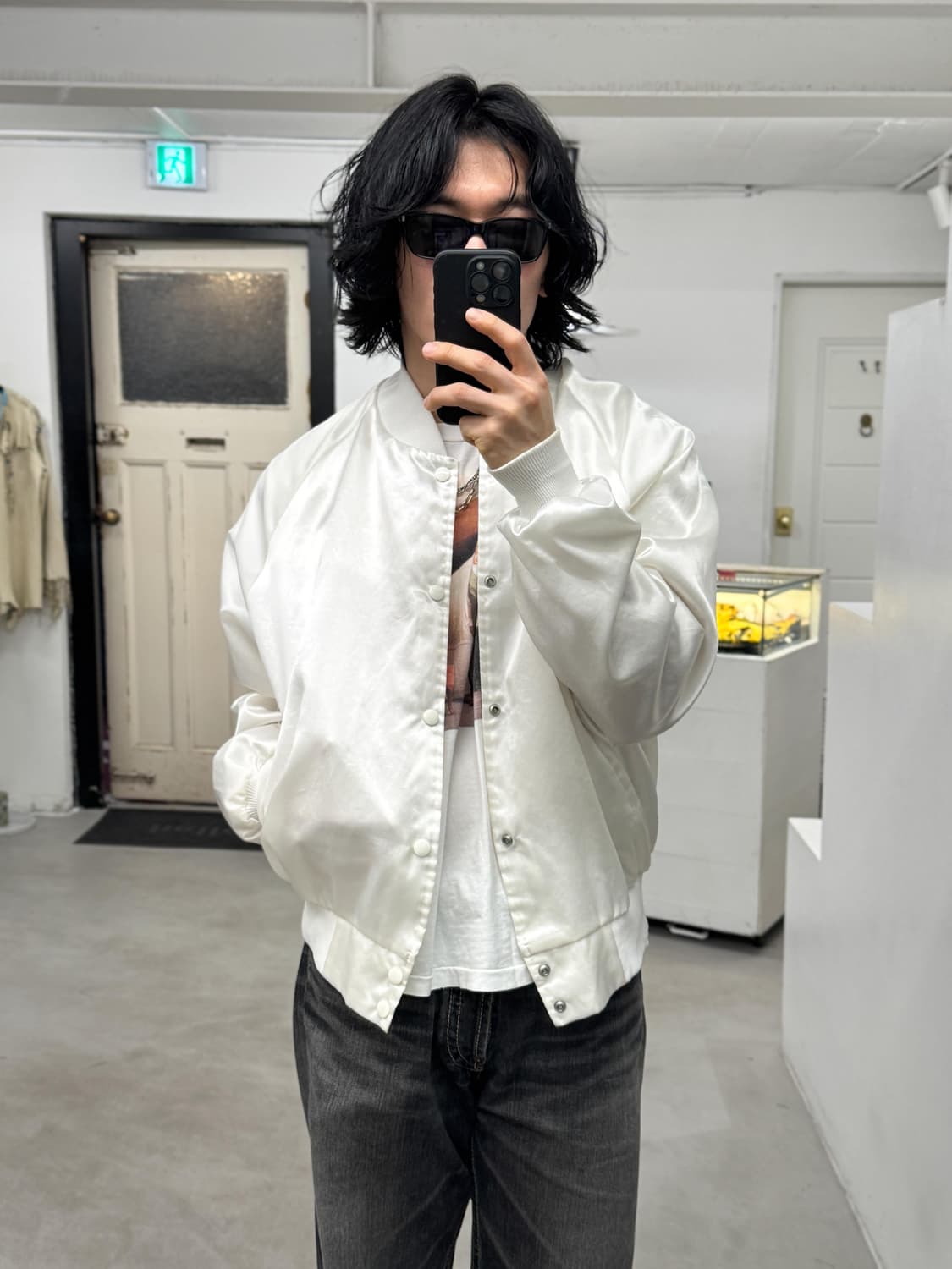 90s USA 새틴 스타디움 자켓 상품이미지1