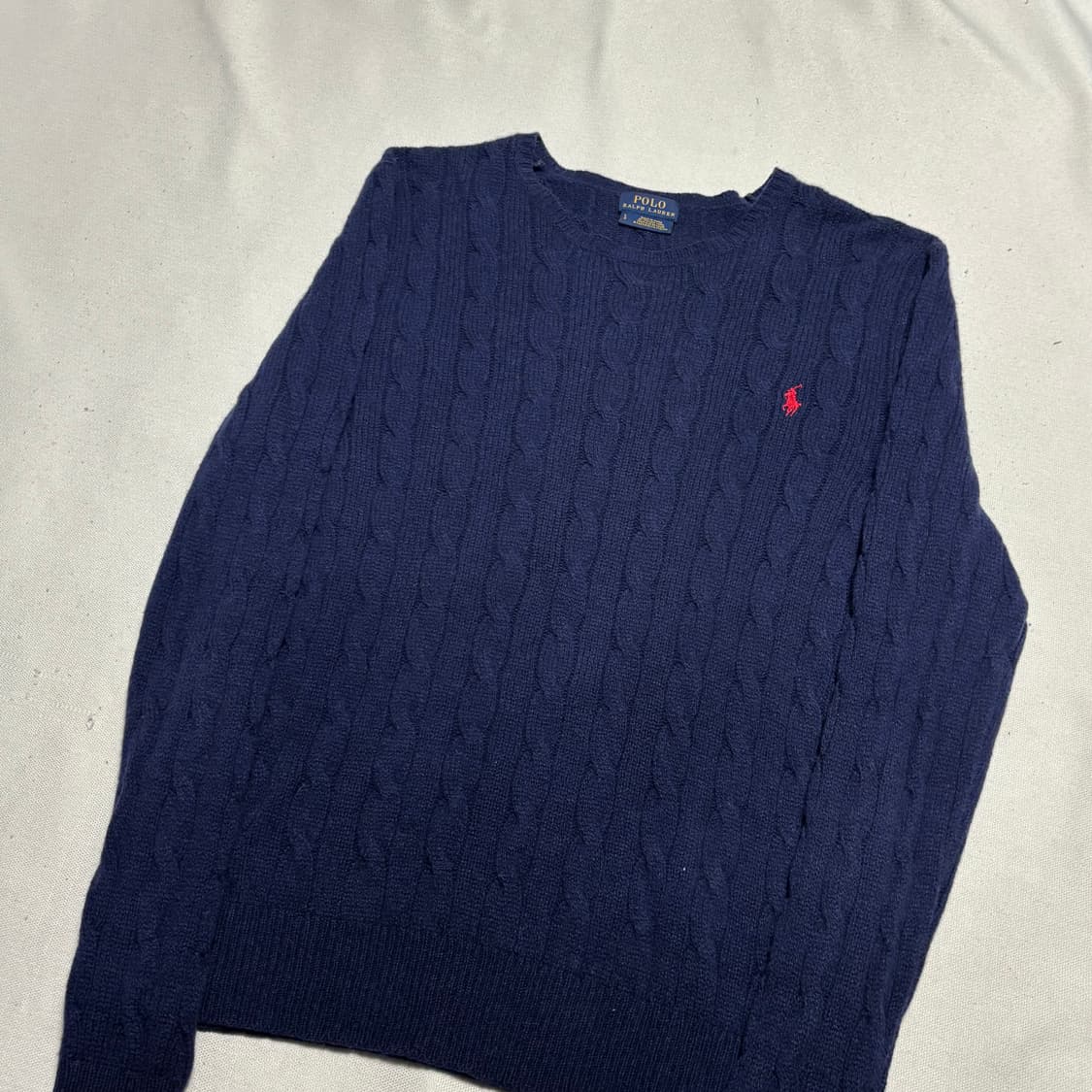 L 폴로릴프로렌 캐시미어 네이비 케이블 니트 상품이미지1