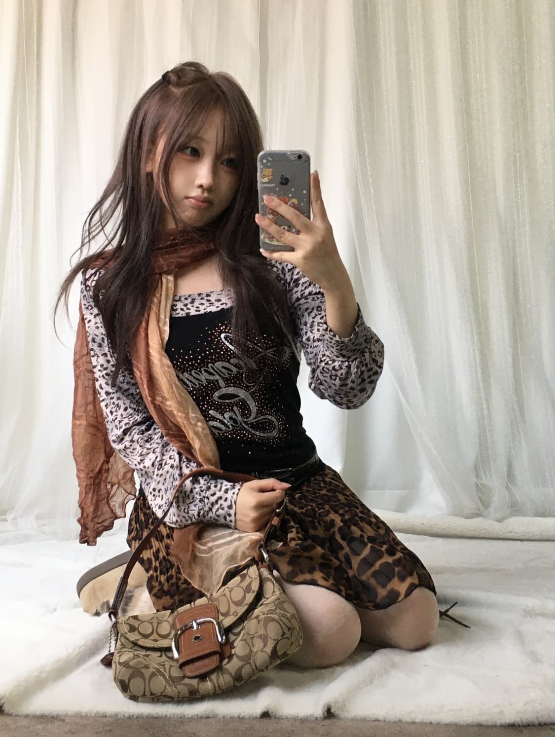 빈티지 레오파드 세미갸루 라떼갸루 오네갸루 코디세트 상품이미지1