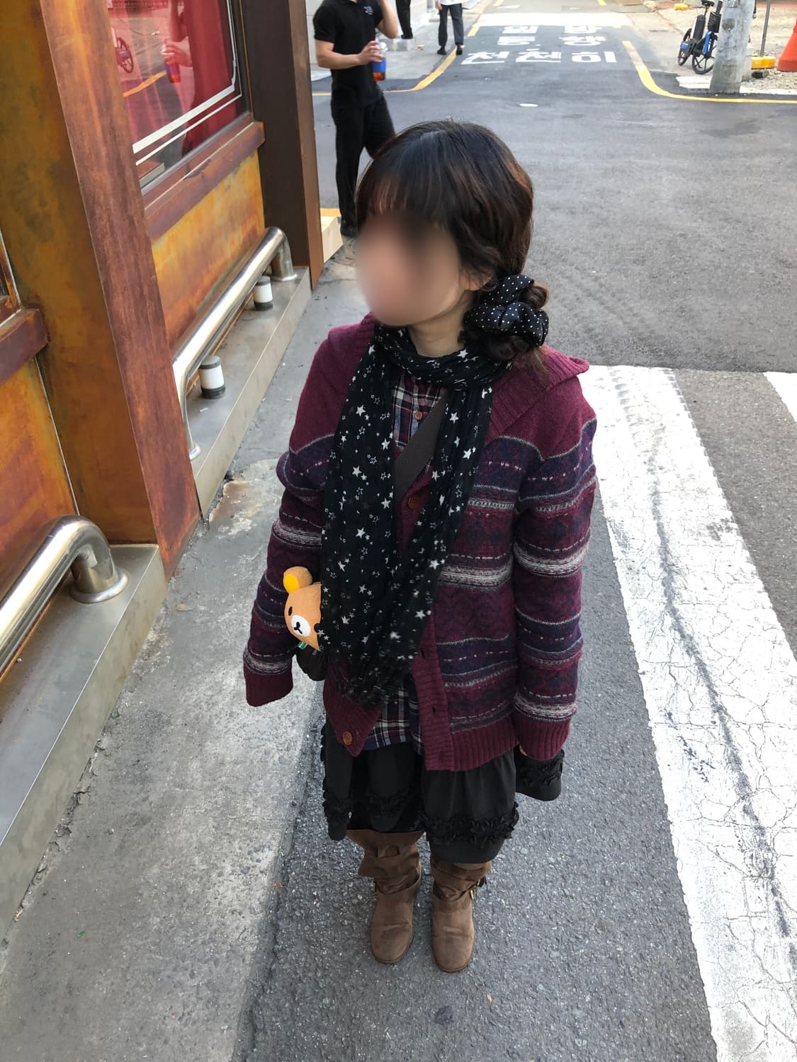 고구마색 니트 후드 가디건 상품이미지1