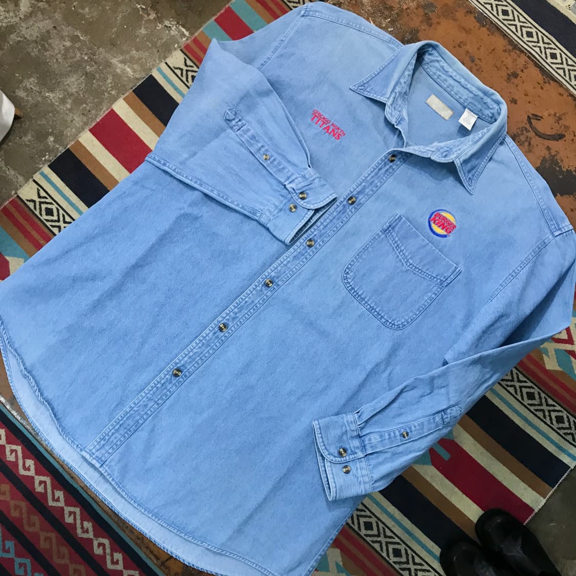 빈티지 중청 데님 컴퍼니 셔츠 청남방 남성 115 빅사이즈 상품이미지2