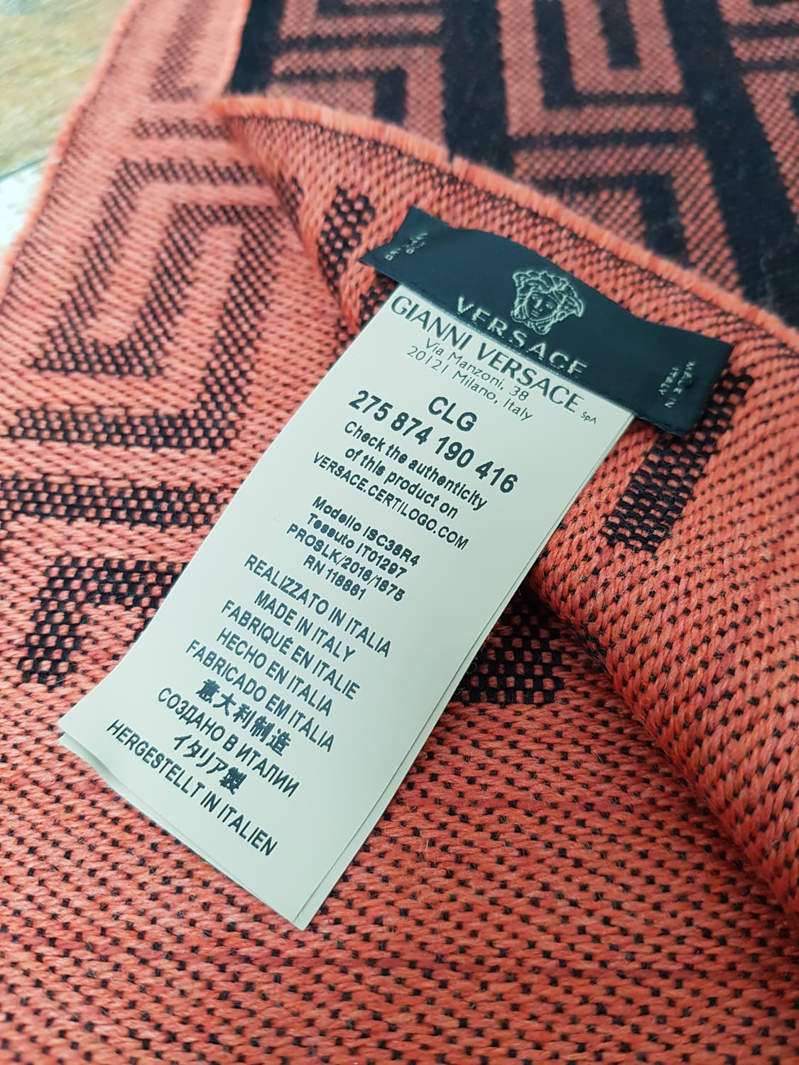 [정품] 베르사체 메두사 패턴 머플러 레드/블랙 상품이미지3