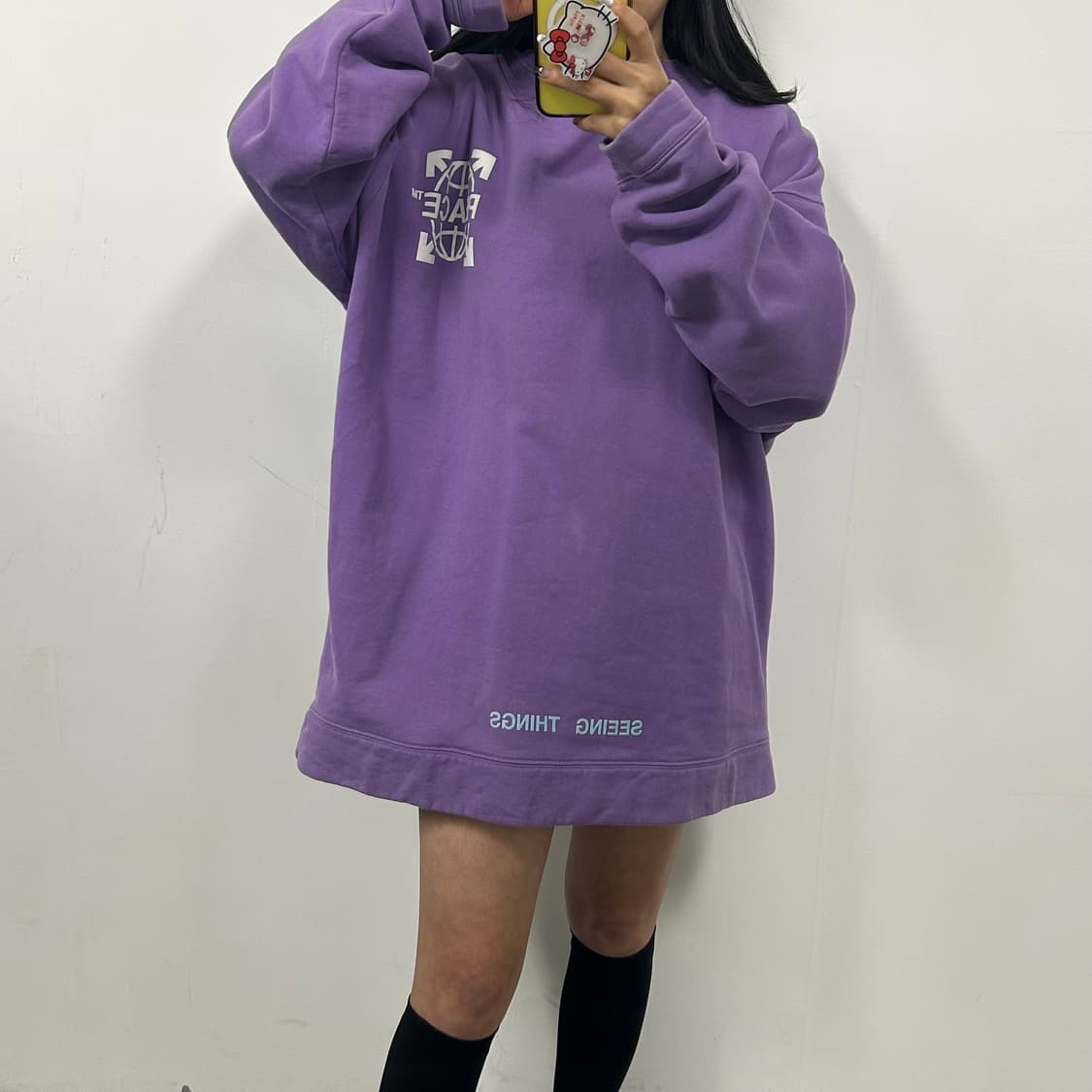 오프화이트 17FW FEACE 퍼플 맨투맨[667] 상품이미지1