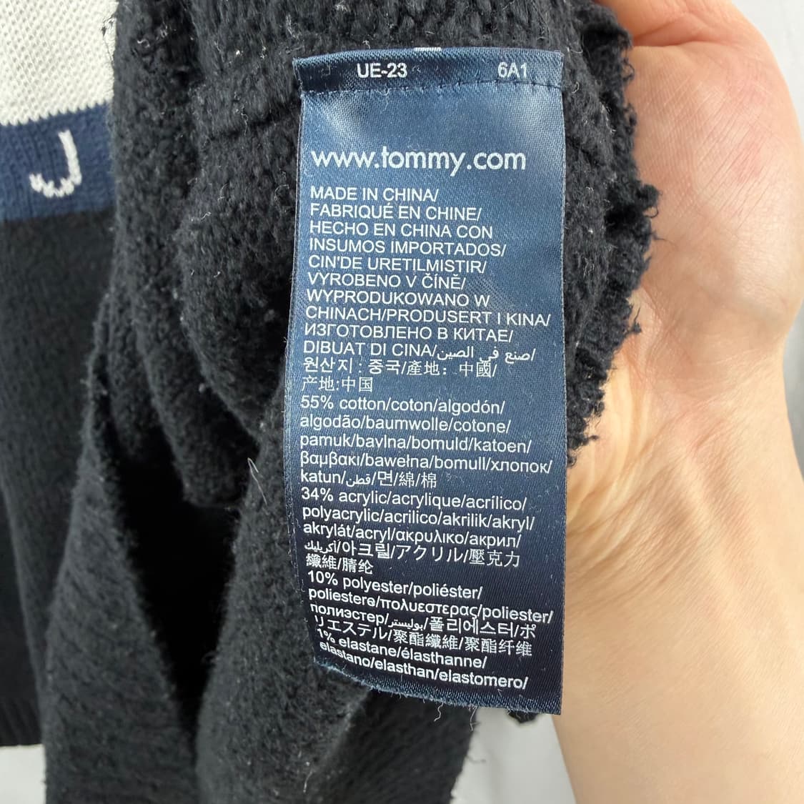 (M) 타미진스 멜란지 플래그 립 스웨터 블랙 상품이미지5