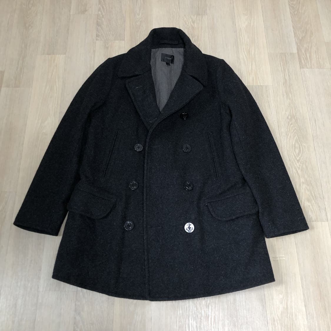 (L) 제이크루 울 100% 앵커 버튼 3M 신슐레이트 피코트 차콜 상품이미지1