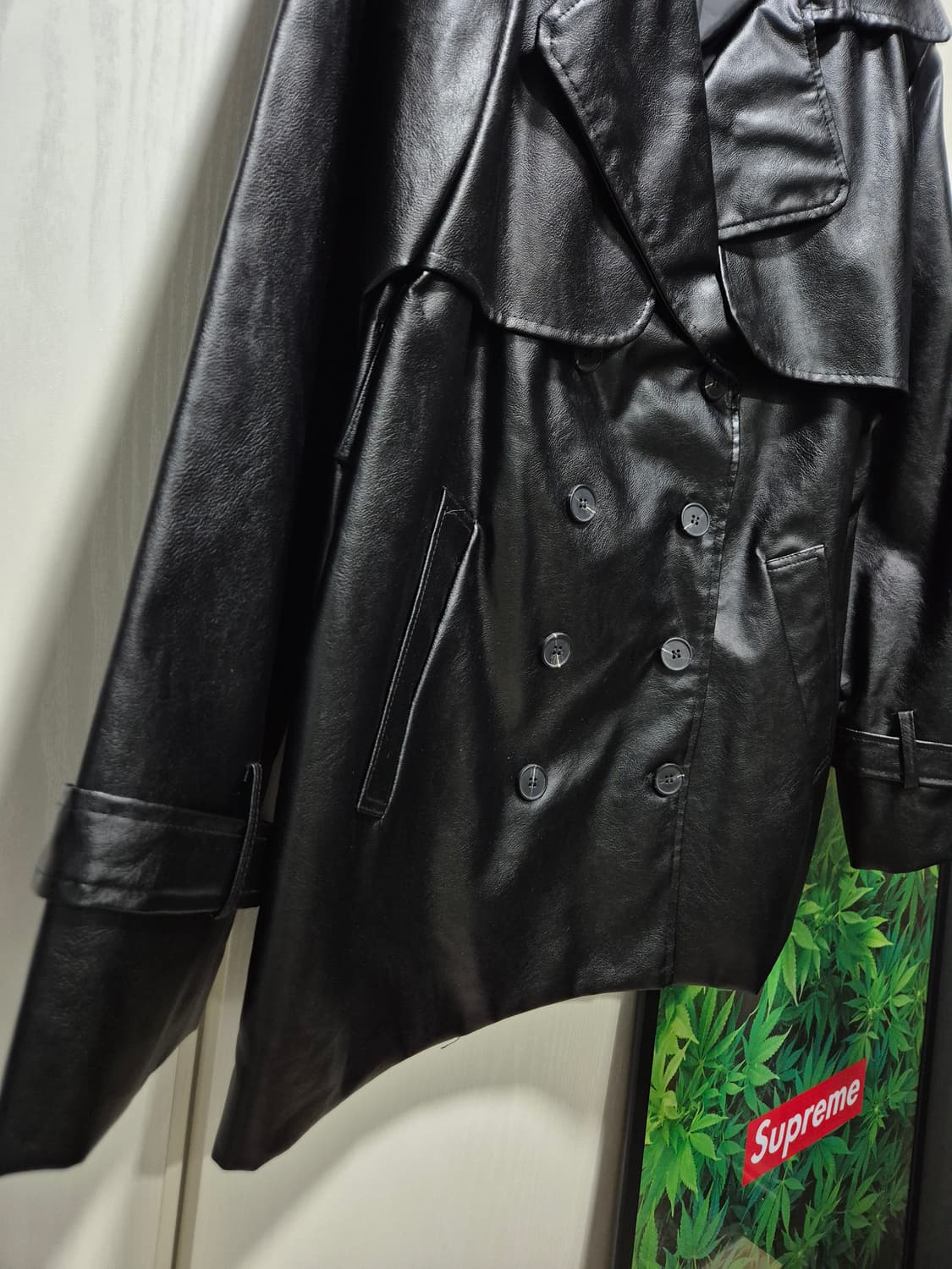 DINT 딘트 블랙 레더 트렌치 코트.새상품 상품이미지5