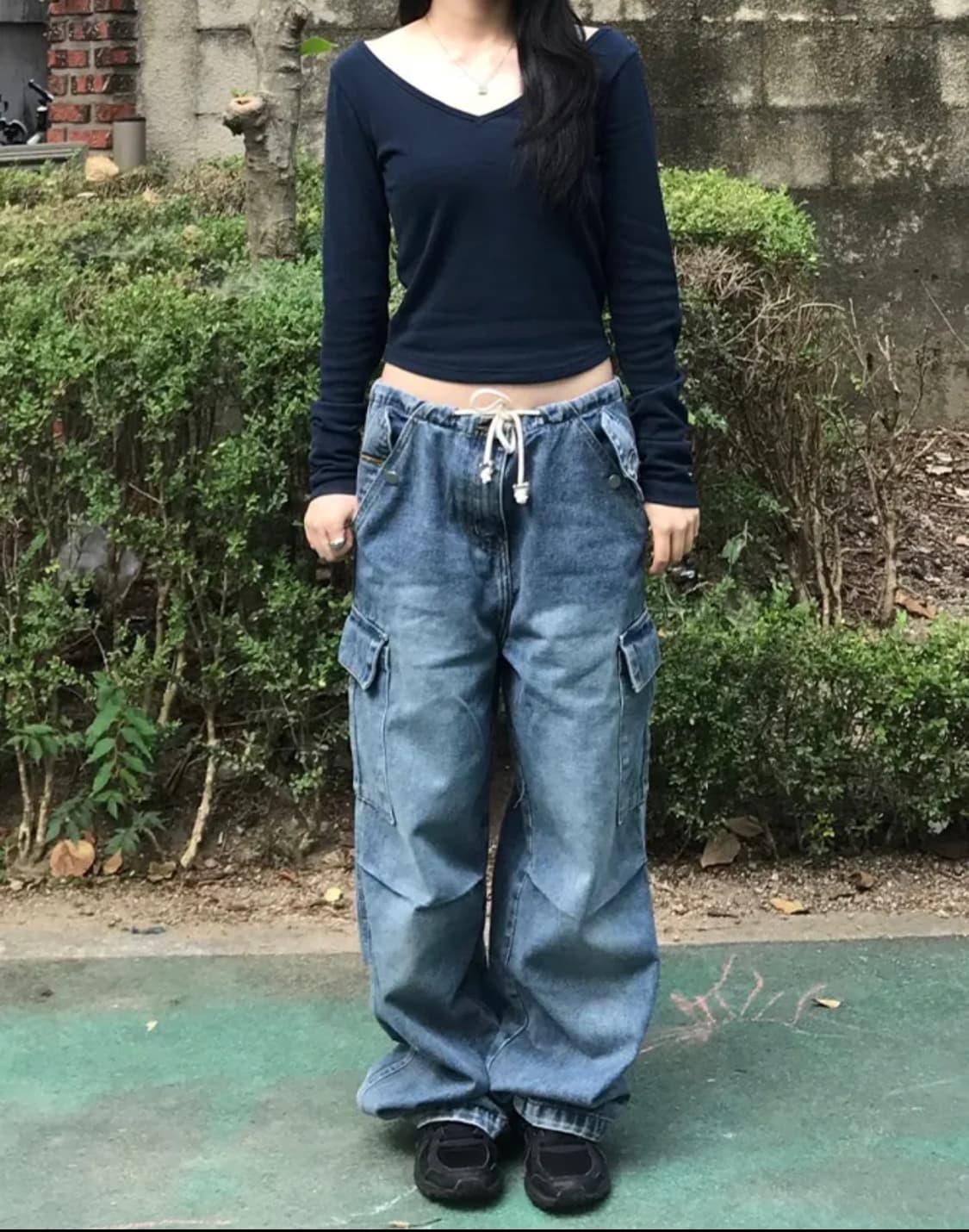칙스 베키 세미 와이드 카고 데님 팬츠 Medium denim 상품이미지1