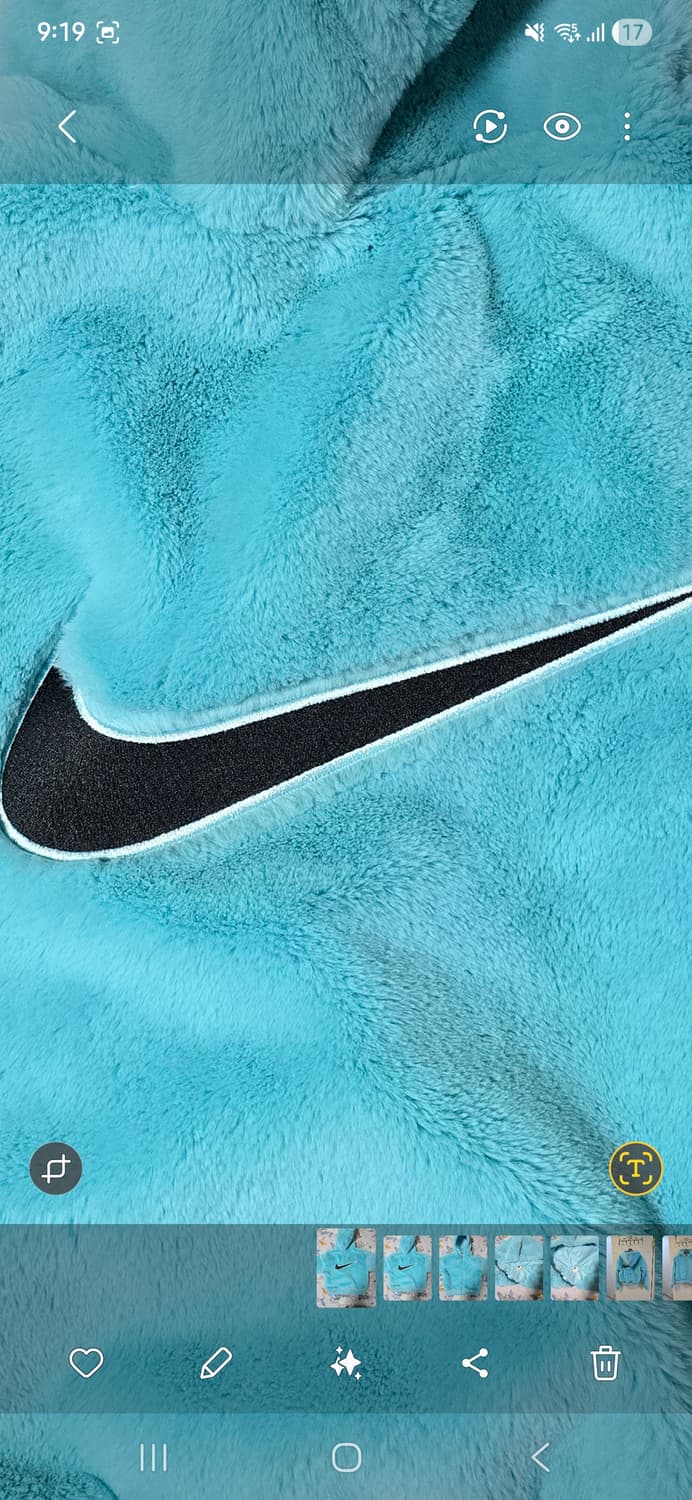 나이키 스우시 퍼 후드 집업 S 하늘색 상품이미지5