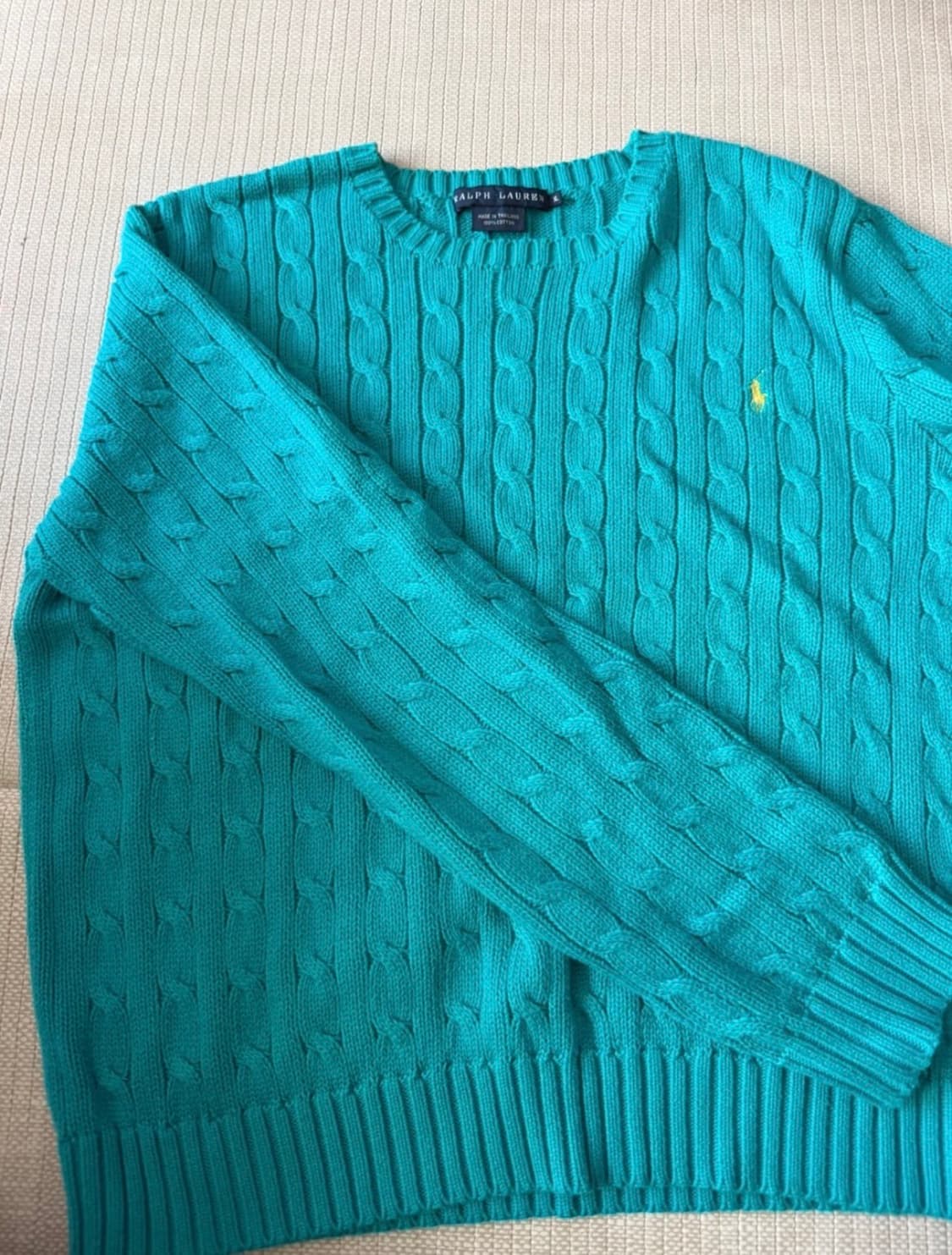 폴로 케이블 니트 에메랄드 XL 상품이미지1