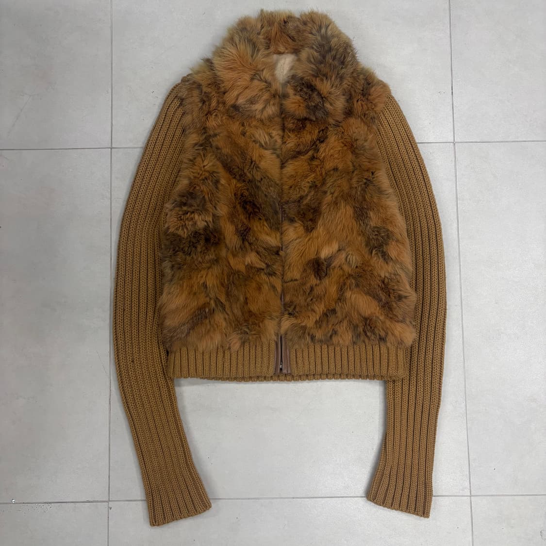 Rabbit fur knit zip up 상품이미지1