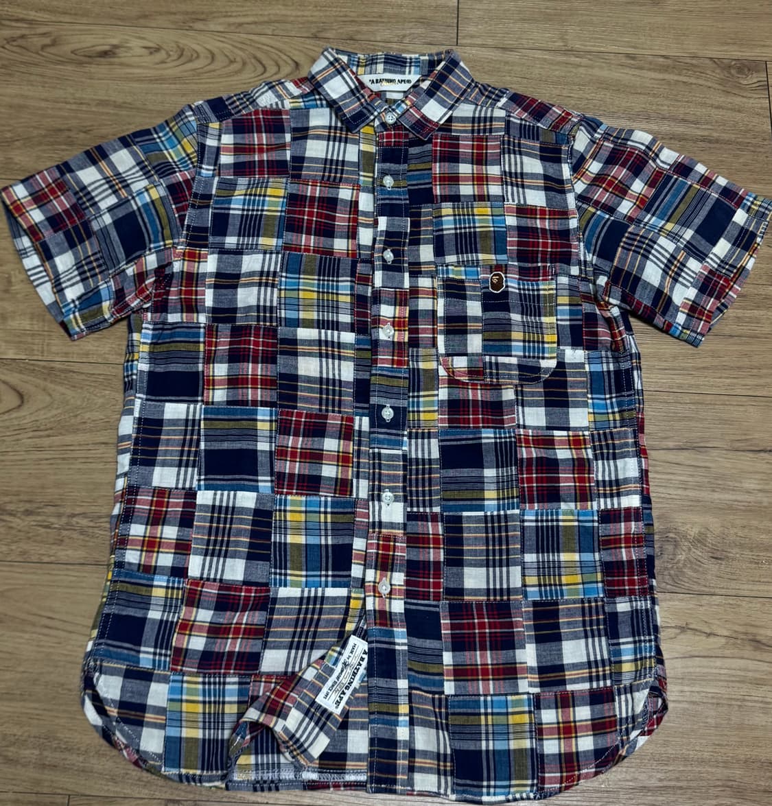 [M]베이프 패치워크 반팔 셔츠 상품이미지1