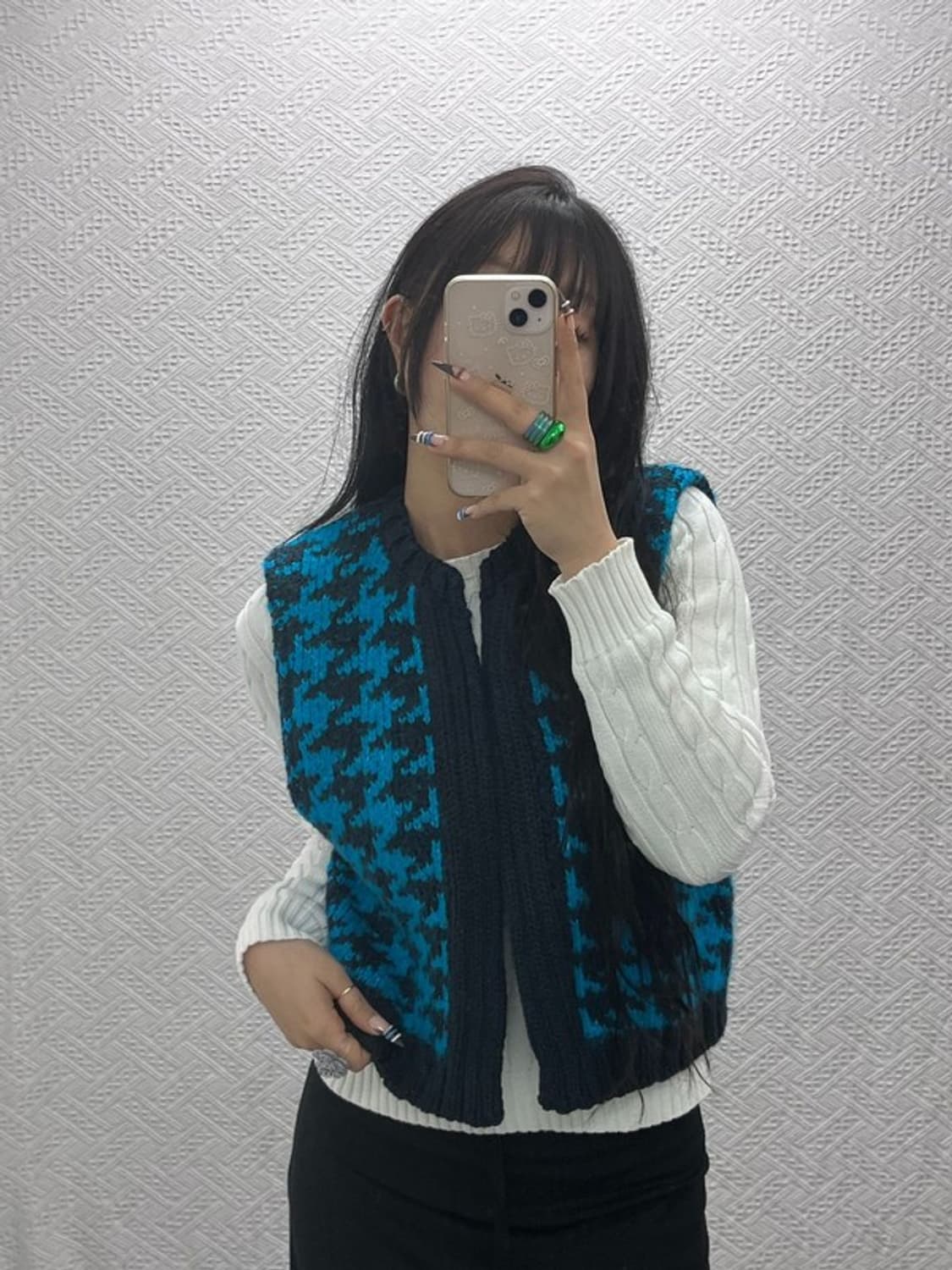 자라 올드스쿨 유니크 키치 하운드 체크 니트 조끼 S C07932 상품이미지2